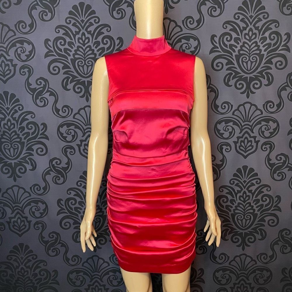 Dundas x Revolve Pink Satin Grace Mini Dress Women’s Small Cowlneck Collar